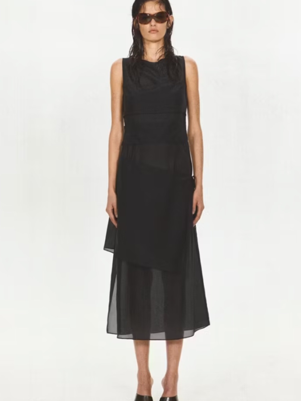 ECKHAUS LATTA x MANGO Semi-transparent dress with panel layering